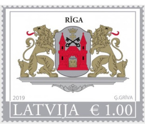 Coat of Arms of Riga (2019 Imprint) - Latvia 2019 - 1