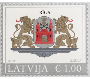 Coat of Arms of Riga (2019 Imprint) - Latvia 2019 - 1