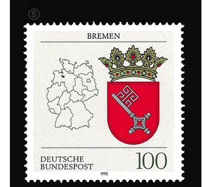 Coat of arms of the Land of the Federal Republic of Germany (1)  - Germany / Federal Republic of Germany 1992 - 100 Pfennig