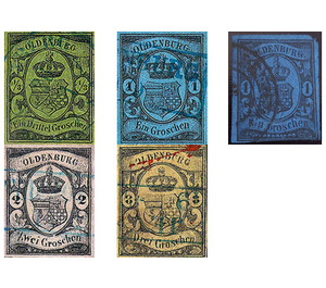 Coat of arms on colored paper - Germany / Old German States / Oldenburg 1859 Set