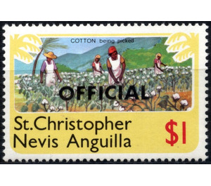 Cotton pickers, overprint "OFFICIAL" - Caribbean / Saint Kitts and Nevis 1980 - 1