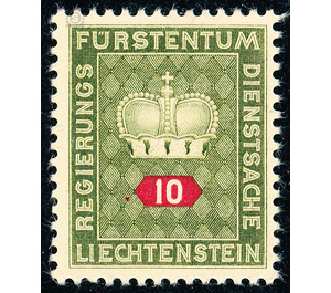 Crown with numeral  - Liechtenstein 1950 - 10 Rappen