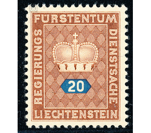 Crown with numeral  - Liechtenstein 1950 - 20 Rappen