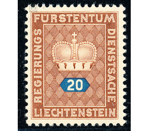 Crown with numeral  - Liechtenstein 1950 - 20 Rappen