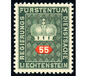 Crown with numeral  - Liechtenstein 1950 - 55 Rappen