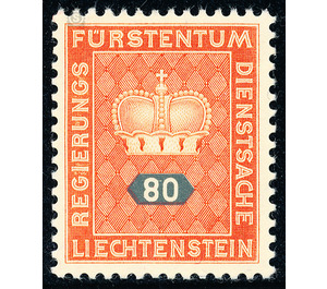 Crown with numeral  - Liechtenstein 1950 - 80 Rappen