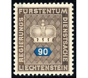 Crown with numeral  - Liechtenstein 1950 - 90 Rappen