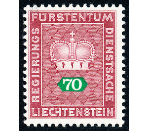 Crown with numeral  - Liechtenstein 1968 - 70 Rappen