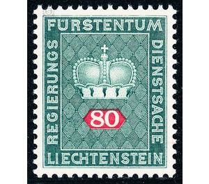 Crown with numeral  - Liechtenstein 1968 - 80 Rappen