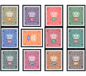 Crown with numeral  - Liechtenstein 1968 Set