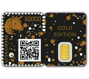 Crypto stamp 2.0 Goldenes Einhorn  - Austria 2020 - 50000 Cent   - Original. Noch nicht aktiviert.
