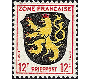 Definitive series: Coat of arms of the countries of the French zone and German poets  - Germany / Western occupation zones / General 1945 - 12 Pfennig