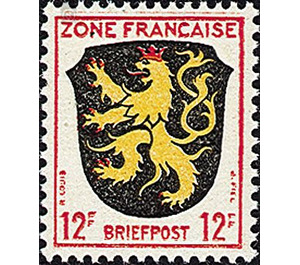 Definitive series: Coat of arms of the countries of the French zone and German poets  - Germany / Western occupation zones / General 1945 - 12 Pfennig