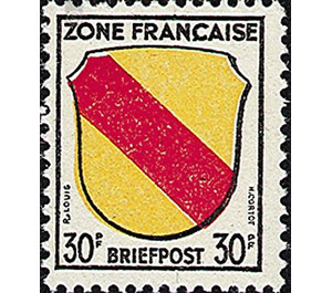 Definitive series: Coat of arms of the countries of the French zone and German poets  - Germany / Western occupation zones / General 1945 - 30 Pfennig