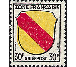 Definitive series: Coat of arms of the countries of the French zone and German poets  - Germany / Western occupation zones / General 1945 - 30 Pfennig