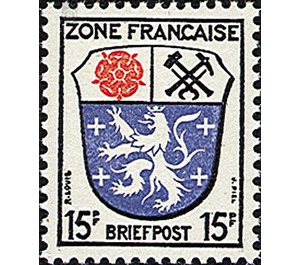 Definitive series: Coat of arms of the countries of the French zone and German poets  - Germany / Western occupation zones / General 1946 - 15 Pfennig