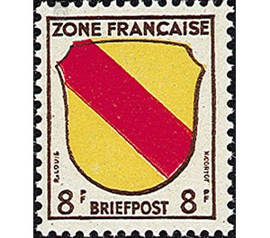 Definitive series: Coat of arms of the countries of the French zone and German poets  - Germany / Western occupation zones / General 1946 - 8 Pfennig