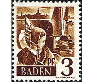 Definitive series: Personalities and views from Baden (I)  - Germany / Western occupation zones / Baden 1947 - 3 Reichspfennig