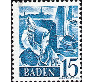 Definitive series: personalities and views from Baden (II)  - Germany / Western occupation zones / Baden 1948 - 15 Pfennig