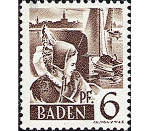 Definitive series: personalities and views from Baden (II)  - Germany / Western occupation zones / Baden 1948 - 6 Pfennig