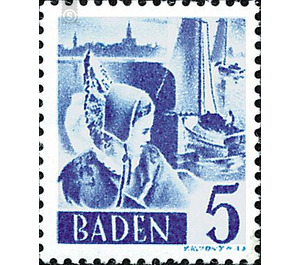 Definitive series: personalities and views from Baden (III)  - Germany / Western occupation zones / Baden 1948 - 5 Pfennig