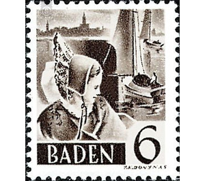 Definitive series: personalities and views from Baden (III)  - Germany / Western occupation zones / Baden 1948 - 6 Pfennig