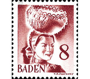 Definitive series: personalities and views from Baden (III)  - Germany / Western occupation zones / Baden 1948 - 8 Pfennig