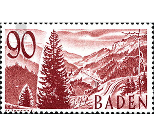 Definitive series: personalities and views from Baden (III)  - Germany / Western occupation zones / Baden 1949 - 90 Pfennig