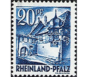Definitive series: Personalities and views from Rhineland-Palatinate  - Germany / Western occupation zones / Rheinland-Pfalz 1947 - 20 Pfennig