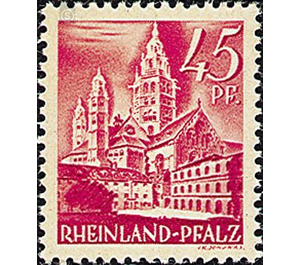 Definitive series: Personalities and views from Rhineland-Palatinate  - Germany / Western occupation zones / Rheinland-Pfalz 1947 - 45 Pfennig