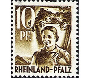 Definitive series: Personalities and views from Rhineland-Palatinate  - Germany / Western occupation zones / Rheinland-Pfalz 1948 - 10 Pfennig