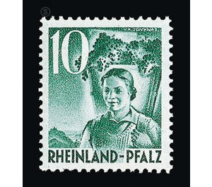 Definitive series: Personalities and views from Rhineland-Palatinate  - Germany / Western occupation zones / Rheinland-Pfalz 1948 - 10 Pfennig