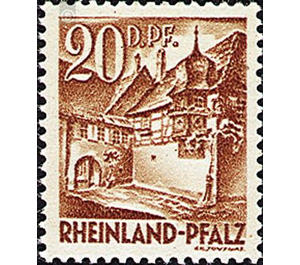 Definitive series: Personalities and views from Rhineland-Palatinate  - Germany / Western occupation zones / Rheinland-Pfalz 1948 - 20 Pfennig