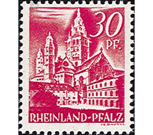 Definitive series: Personalities and views from Rhineland-Palatinate  - Germany / Western occupation zones / Rheinland-Pfalz 1948 - 30 Pfennig