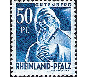 Definitive series: Personalities and views from Rhineland-Palatinate  - Germany / Western occupation zones / Rheinland-Pfalz 1948 - 50 Pfennig