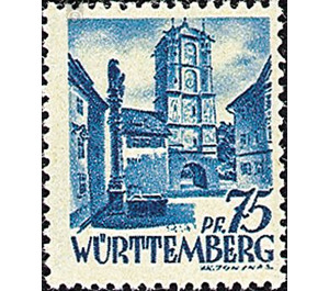 Definitive series: Personalities and views from Württemberg-Hohenzollern  - Germany / Western occupation zones / Württemberg-Hohenzollern 1947 - 75 Pfennig