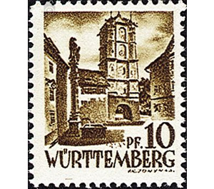 Definitive series: Personalities and views from Württemberg-Hohenzollern  - Germany / Western occupation zones / Württemberg-Hohenzollern 1948 - 10 Pfennig