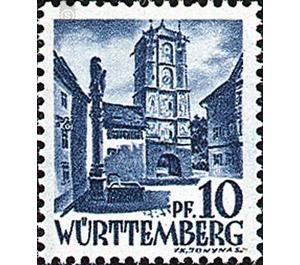 Definitive series: Personalities and views from Württemberg-Hohenzollern  - Germany / Western occupation zones / Württemberg-Hohenzollern 1948 - 10 Pfennig