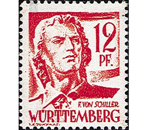 Definitive series: Personalities and views from Württemberg-Hohenzollern  - Germany / Western occupation zones / Württemberg-Hohenzollern 1948 - 12 Pfennig