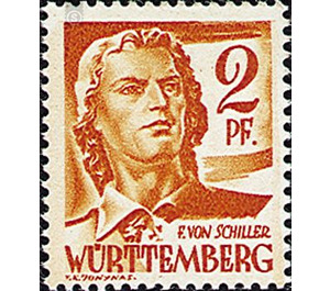 Definitive series: Personalities and views from Württemberg-Hohenzollern  - Germany / Western occupation zones / Württemberg-Hohenzollern 1948 - 2 Pfennig