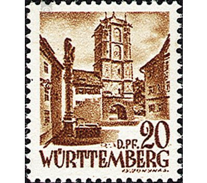 Definitive series: Personalities and views from Württemberg-Hohenzollern  - Germany / Western occupation zones / Württemberg-Hohenzollern 1948 - 20 Pfennig