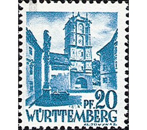 Definitive series: Personalities and views from Württemberg-Hohenzollern  - Germany / Western occupation zones / Württemberg-Hohenzollern 1948 - 20 Pfennig