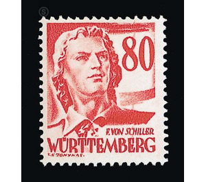 Definitive series: Personalities and views from Württemberg-Hohenzollern  - Germany / Western occupation zones / Württemberg-Hohenzollern 1949 - 80 Pfennig