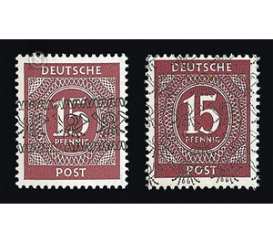 Definitive stamp series Allied cast - joint edition  - Germany / Western occupation zones / American zone 1948 - 15 Pfennig