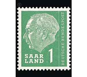 Definitive stamp series Federal President Heuss  - Germany / Saarland 1957 - 1 franc