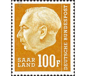 Definitive stamp series Federal President Heuss  - Germany / Saarland 1957 - 100 Franc