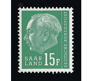 Definitive stamp series Federal President Heuss  - Germany / Saarland 1957 - 15 Franc