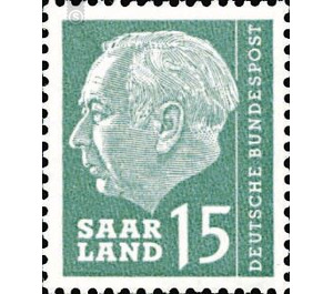 Definitive stamp series Federal President Heuss  - Germany / Saarland 1957 - 15 Franc