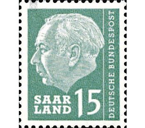 Definitive stamp series Federal President Heuss  - Germany / Saarland 1957 - 15 Franc