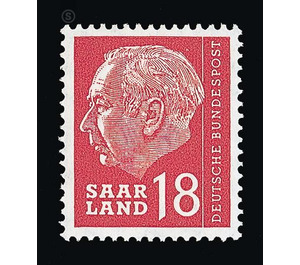 Definitive stamp series Federal President Heuss  - Germany / Saarland 1957 - 18 Franc